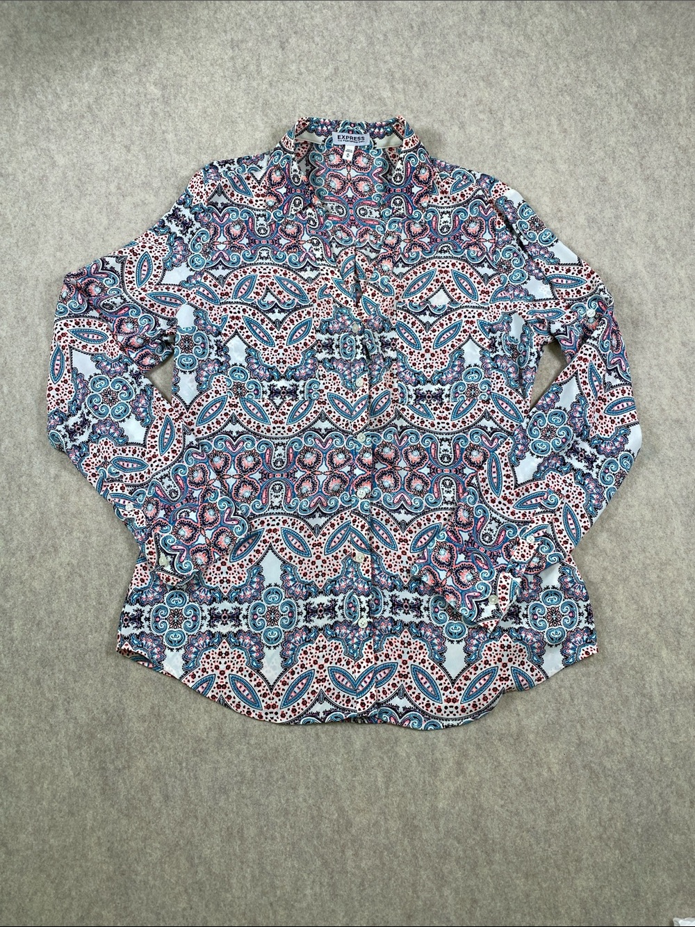 Express Portofino Shirt Paisley Print Button Down Blouse Long Sleeve Medium